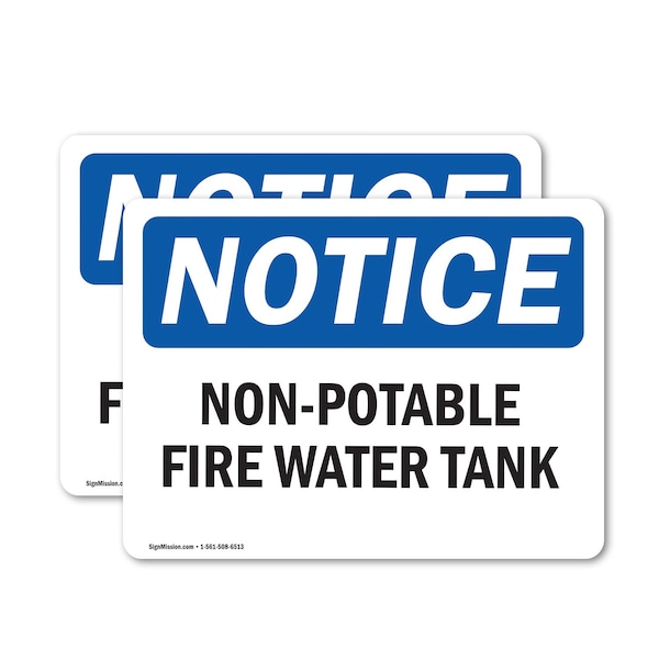 Signmission Non-Potable Fire Water Tank OSHA Notice Sign, Vinyl Decal, 7in W x 5in L, 2PK OS-2PACK-NS-D-57-L-15088 - main